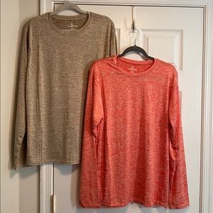 Real Essentials Bundle of 2 Women’s Dry Fit Long Sleeve V-Neck Tees…size L